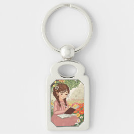 Chaveiro de Metal Uma jovem de cabelos trançados Schlüsselanhänger