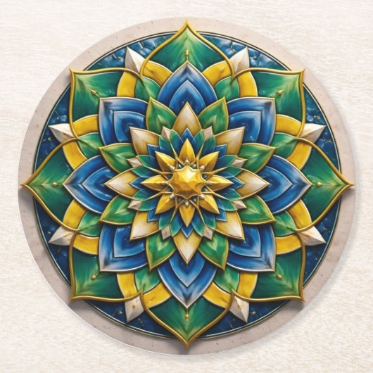 Chaveiro Mandala Luxo - 01 Runder Pappuntersetzer (Vorderseite)