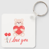 chaveiro urso romântico com coração e flores schlüsselanhänger (Rückseite)