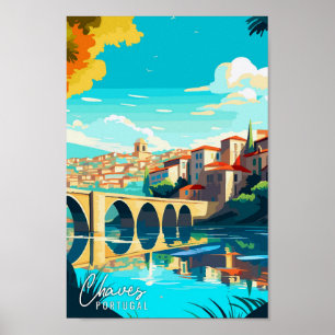 Chaves Portugal Art Vintage Reise Illustration Poster