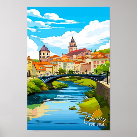 Chaves Portugal Art Vintage Reise Illustration Poster (Vorne)
