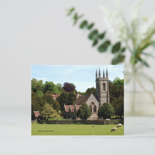 Chawton Hampshire - Schafe neben der Kirche Postkarte (Stehend Vorderseite)