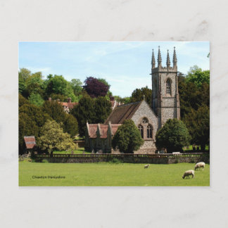 Chawton Hampshire - Schafe neben der Kirche Postkarte
