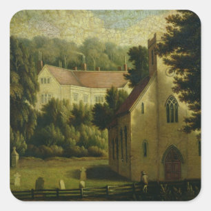 Chawton House and Church, 1809 Quadratischer Aufkleber