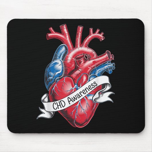 Chd Awareness Anatomisches Herz Band Design Mousepad (Vorne)