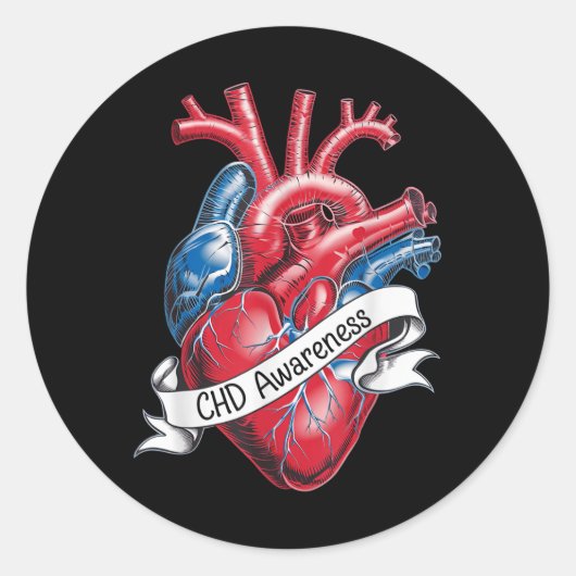 Chd Awareness Anatomisches Herz Band Design Runder Aufkleber (Vorderseite)