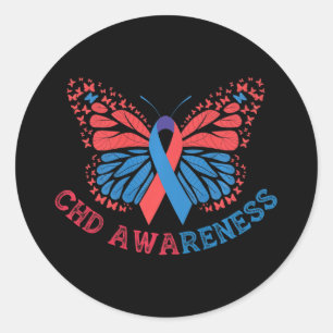 Chd Awareness Butterfly Heart Health Ribbon Family Runder Aufkleber