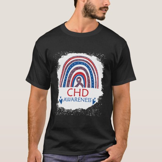 Chd Awareness Er Disease blass Rainbow Blue Red T-Shirt (Vorderseite)