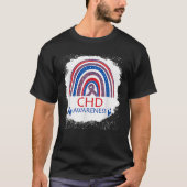 CHD Awareness Heart Disease gebleicht Rainbow Blue T-Shirt (Vorderseite)
