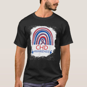 CHD Awareness Heart Disease gebleicht Rainbow Blue T-Shirt