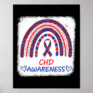 CHD-Bewusstsein Herzkrankheit Gebleichter Regenbog Poster