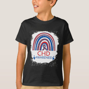 CHD-Bewusstsein Herzkrankheit Gebleichter Regenbog T-Shirt
