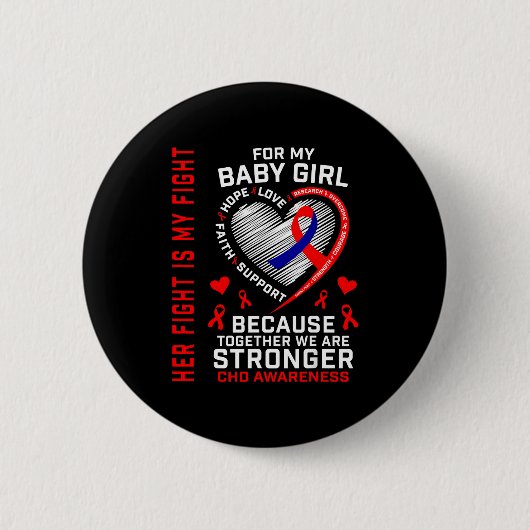 CHD-Bewusstseins-Baby-Mädchen-Tochter-Herzkrankhei Button (Vorderseite)