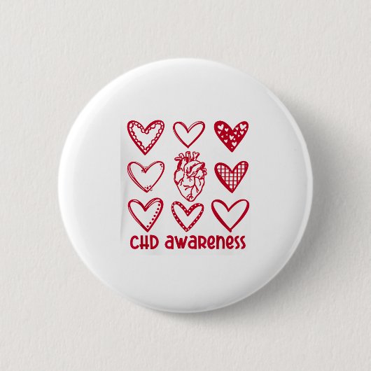 CHD-Bewusstseins-Monat für angeborene Herzfehler Button (Vorderseite)