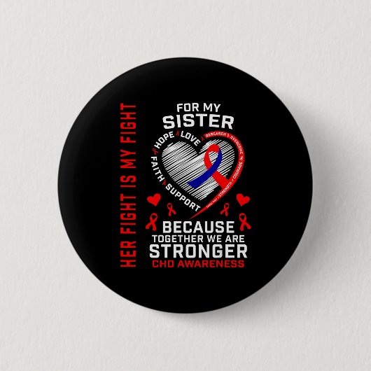 CHD-Bewusstseins-Schwester-Herzkrankheit-passende Button (Vorderseite)