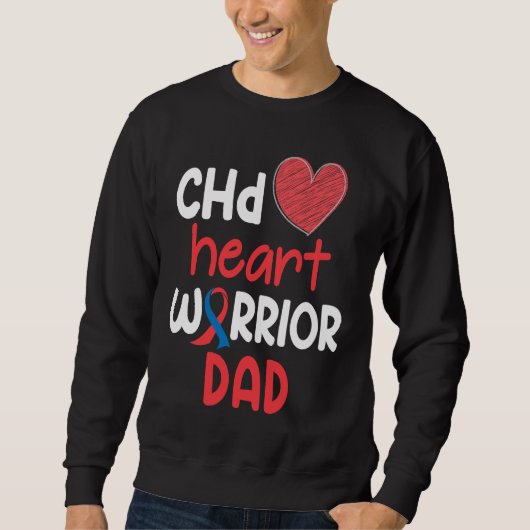 CHD Heart Disease Warrior Proud DAD Awareness Ribb Sweatshirt (Vorderseite)