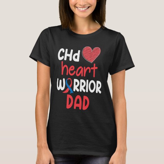 CHD Heart Disease Warrior Proud DAD Awareness Ribb T-Shirt (Vorderseite)