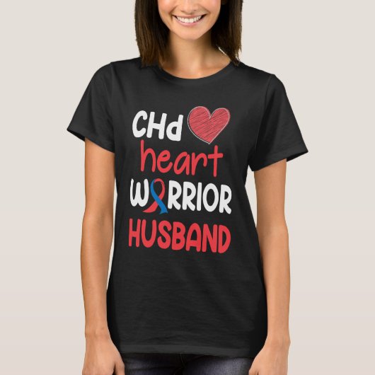 CHD Heart Disease Warrior Proud Husband Awareness  T-Shirt (Vorderseite)