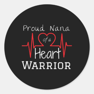 Chd Heart Warrior Nana Shirt Congenital Heart Defe Runder Aufkleber