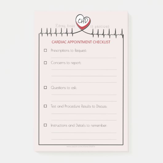 CHD Heartbeat Ernennung Nachbesprechung Post-it Klebezettel (Vorderseite)