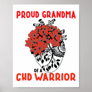 Chd Krieger Stolz Oma Hübsch Rotes Blumenherz Poster