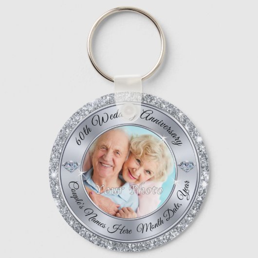 Cheap 60th Anniversary Favors, PHOTO and TEXT Schlüsselanhänger (Vorderseite)