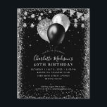 Cheap Black Silver Glitzer Beleuchtung Geburtstag Flyer<br><div class="desc">Modernes,  elegantes Black Silver Slate Gray Glitzer String Lights Banner Ballon Jegliche Jahreszeit</div>