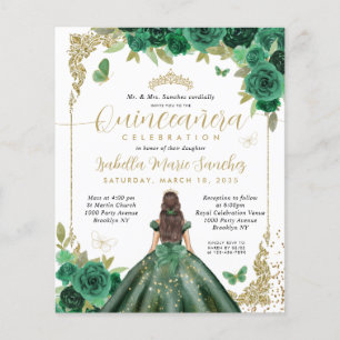 Cheap Emerald Green Gold Princess Quinceañera Flyer