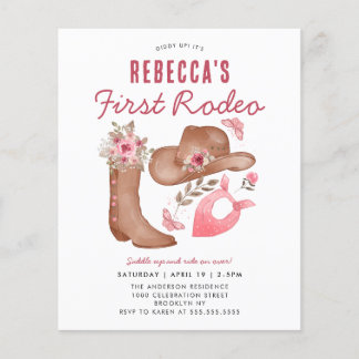 Cheap Erste Rodeo Blush Pink Cowgirl 1 Geburtstag Flyer