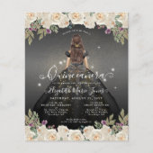 Cheap Floral Black Gray Gold Princess Quinceanera Flyer (Vorne)