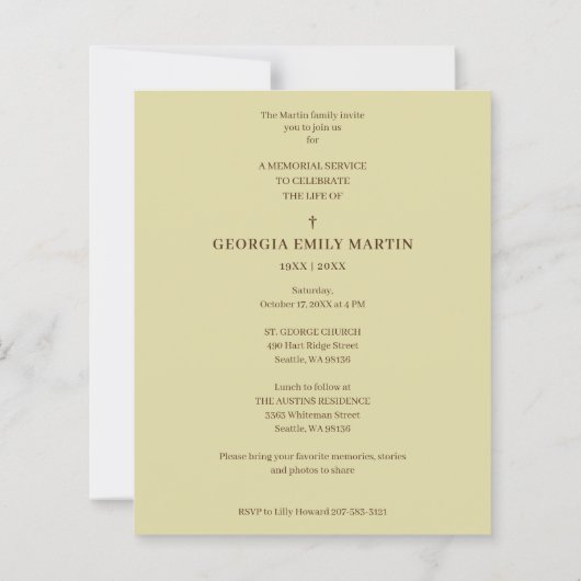 Cheap Floral Frame Elegant Photo Funeral (Rückseite)