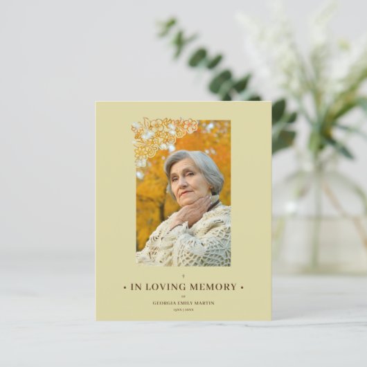 Cheap Floral Frame Elegant Photo Funeral (Stehend Vorderseite)