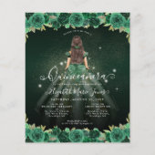 Cheap Floral Green Princess Birthday Quinceanera Flyer (Vorne)