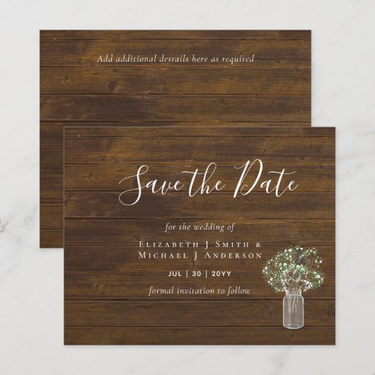 CHEAP Foto Rett Dates Rustic Gypsophila Mason Jar (Vorne/Hinten)