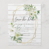 CHEAP Foto Rett Dates White Floral Greenery Leaf (Vorderseite)