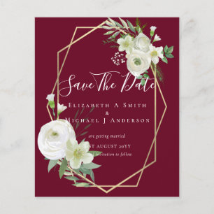 CHEAP Foto Rett Dates White Floral Greenery Leaf Flyer