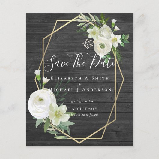 CHEAP Foto Rett Dates White Floral Greenery Leaf Flyer (Vorne)