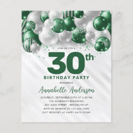 Cheap Glam Green Silver Ballon Glitzer Geburtstag Flyer