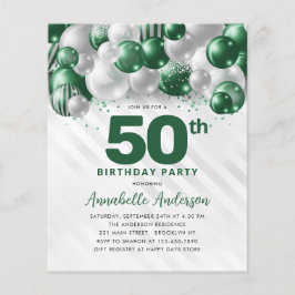 Cheap Green Silver Balloon Glitzer 50. Geburtstag Flyer