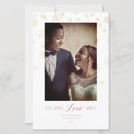 Cheap Just Married First Christmas Gold Snowflakes (Vorderseite)