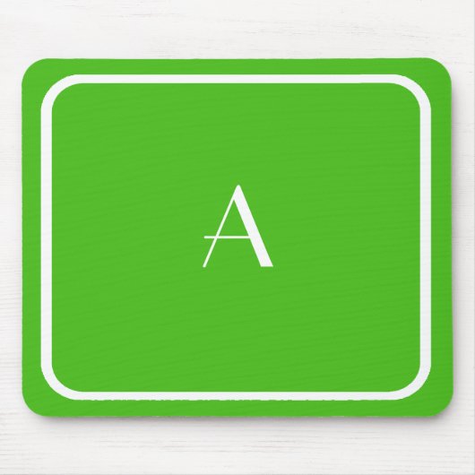 Cheap Kelly Green Mousepad mit weißem Monogramm (Vorne)
