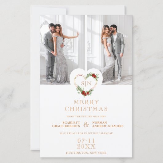 Cheap Luxury Initials Floral Christmas Heart (Vorderseite)