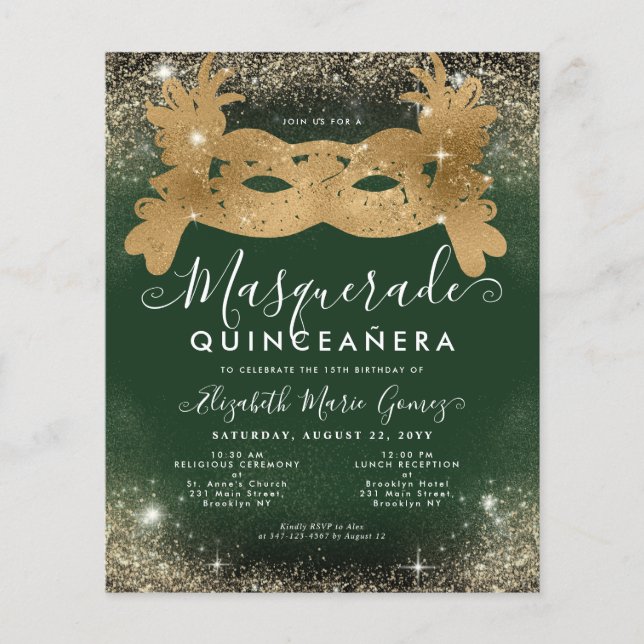 Cheap Masquerade Emerald Green Gold Glitzer Quince (Vorderseite)