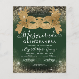 Cheap Masquerade Emerald Green Gold Glitzer Quince
