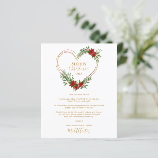 Cheap Modern Merry Christmas Poinsettias Heart (Stehend Vorderseite)