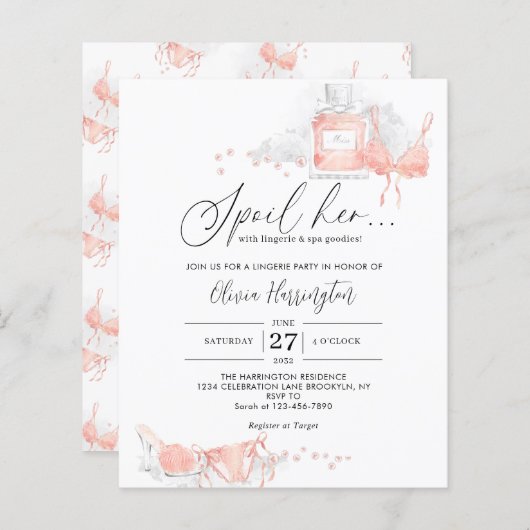 CHEAP Peach Blush Spoke Ihre Fingerie Brautparty (Vorne/Hinten)