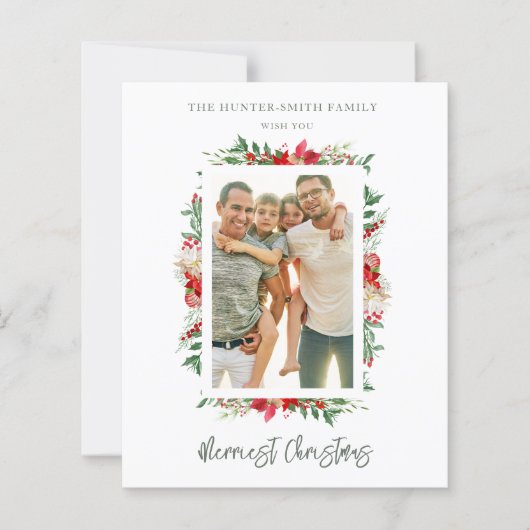 Cheap Photo Classic Merriest Christmas Poinsettias (Vorderseite)