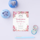 Cheap Pink Silver Glitzer Tiara Quinceañera Flyer (Einzeln)