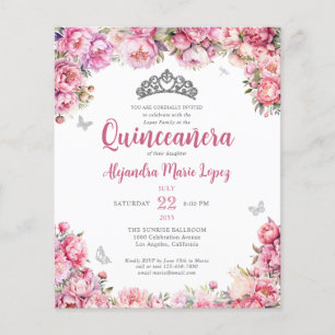 Cheap Pink Silver Glitzer Tiara Quinceañera Flyer