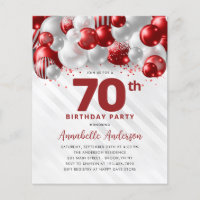 Cheap Red Silver Balloon Glitzer 70. Geburtstag